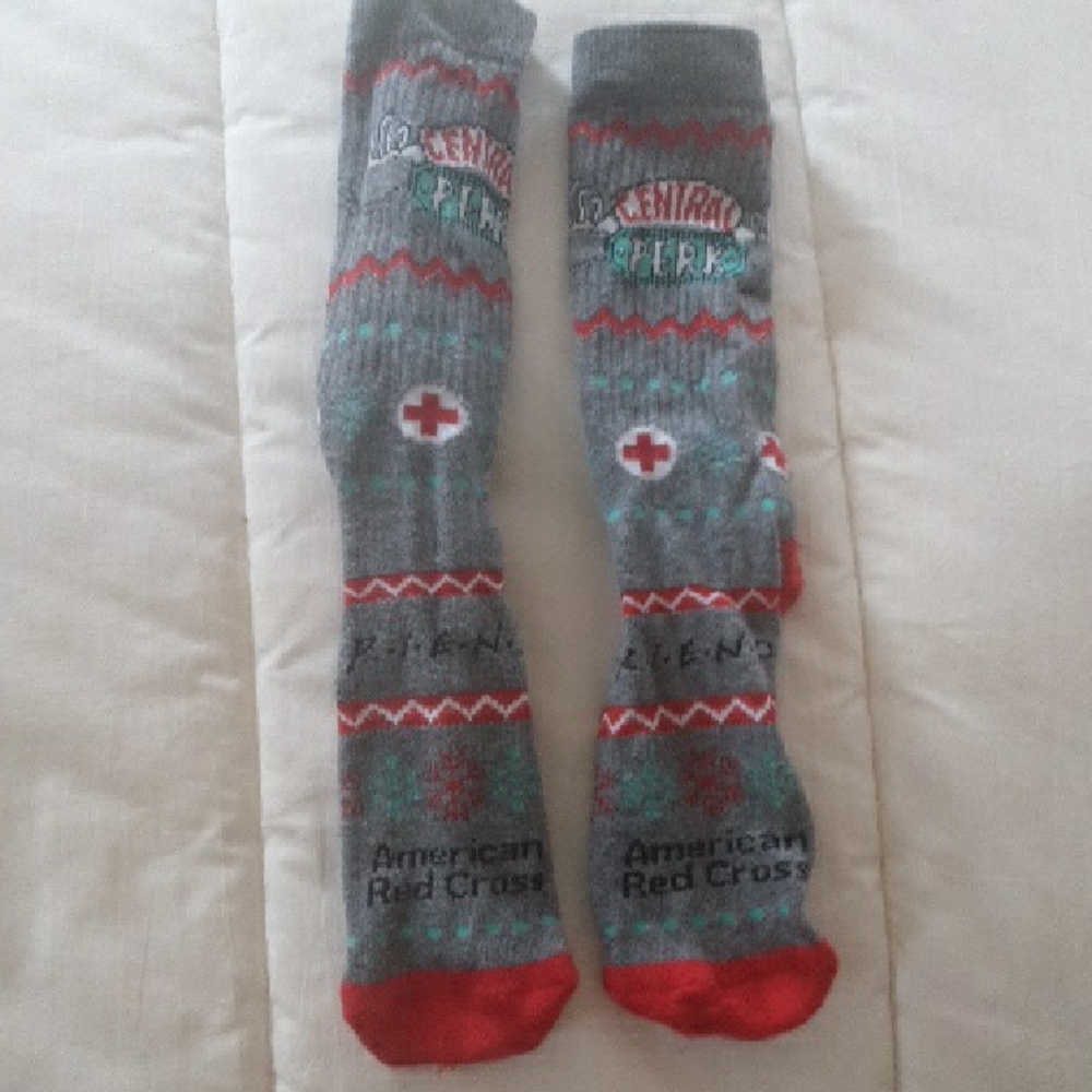 Gray & Red Crew Socks